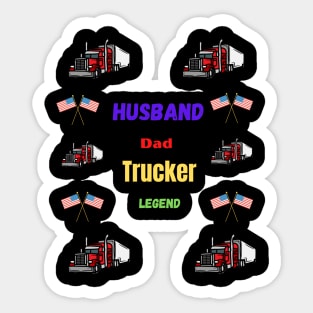 Husband Dad Trucker Legend Hero Sticker